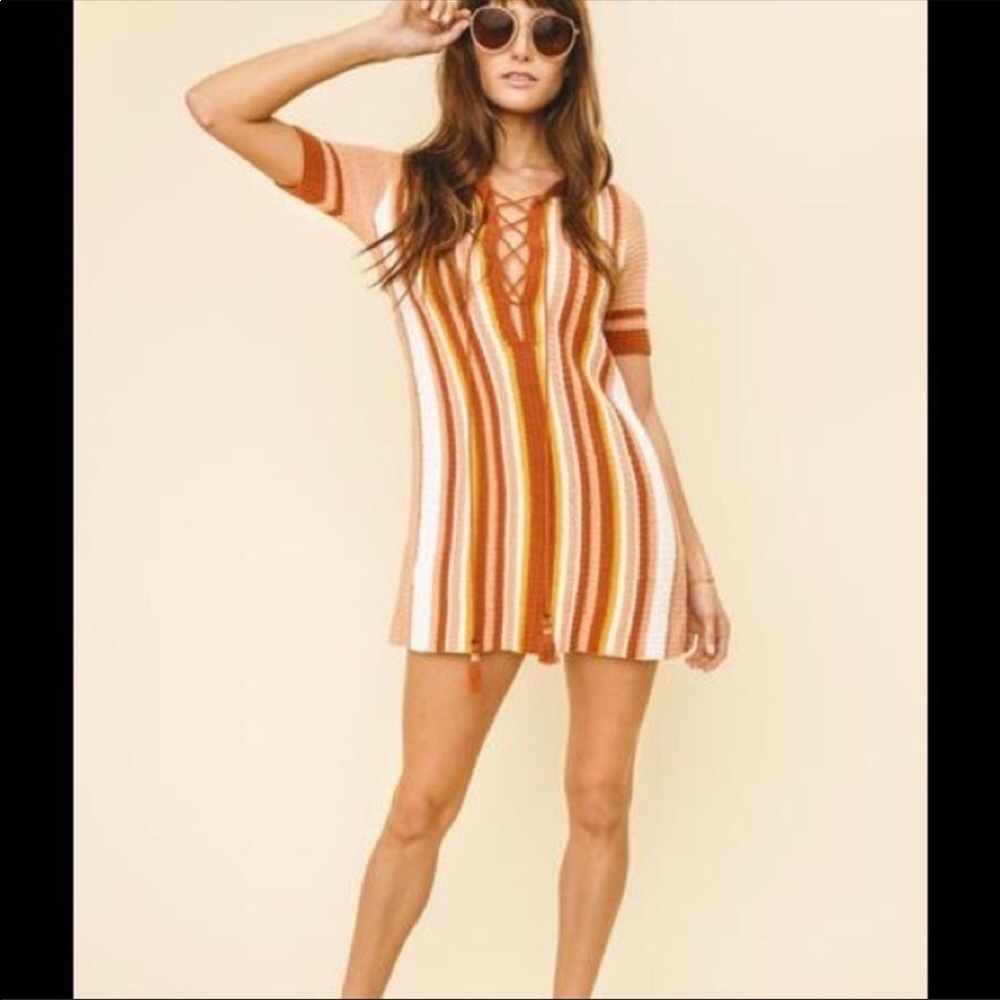 Free People Lollipop Sunset Stripe Tunic Knit Mini Dress XS